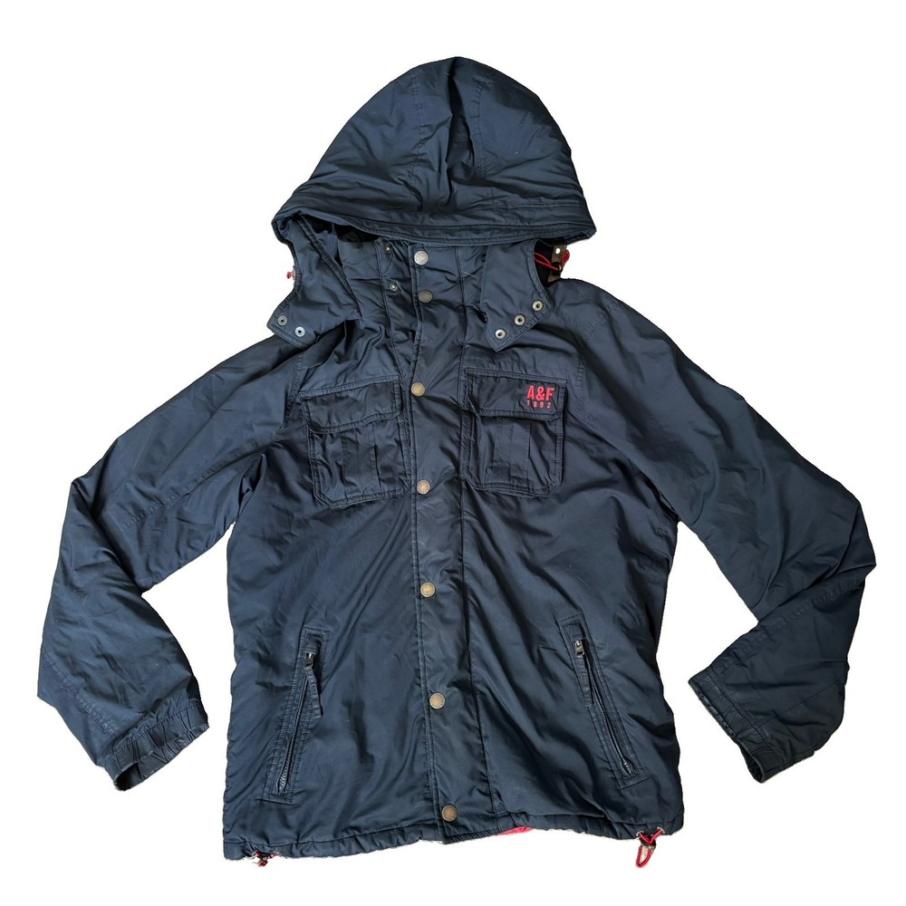 Vintage Abercrombie And Fitch Feild Jacket Coat Black Y2K XL